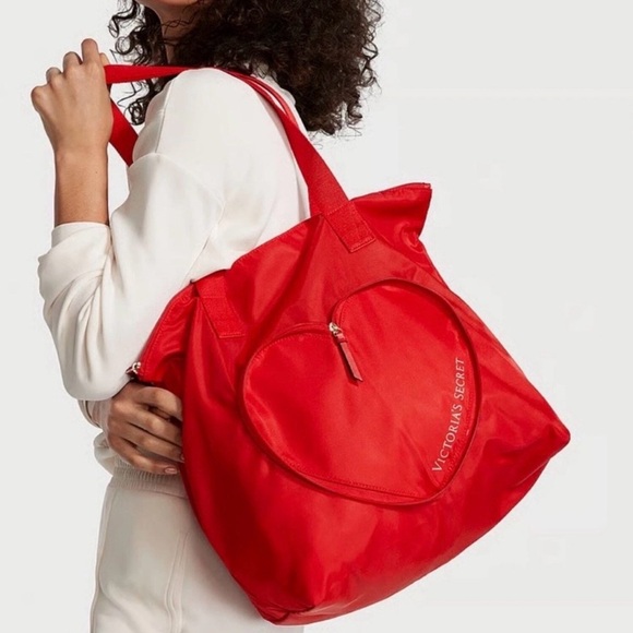 Victoria's Secret Handbags - Victoria's Secret Red Heart Packable Tote Bag, a limited edition release NEW